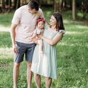 Sage Green Dress with Ruffle Sleeves